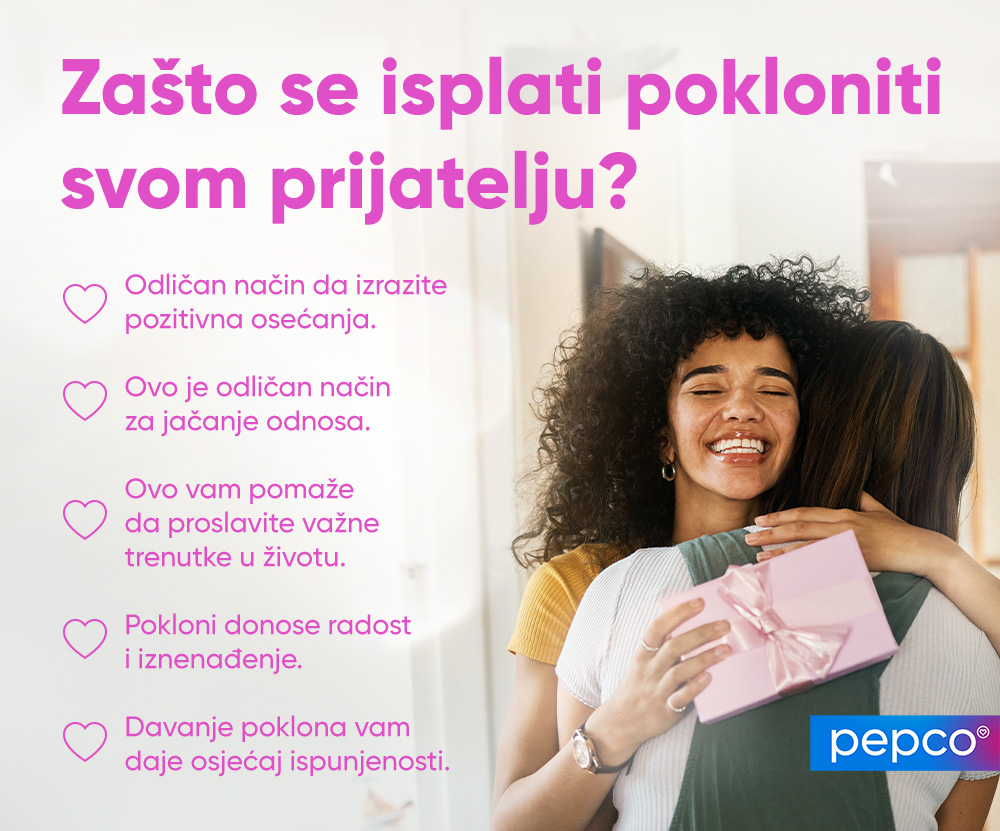 Pepco infografika o prednostima davanja poklona prijatelju.