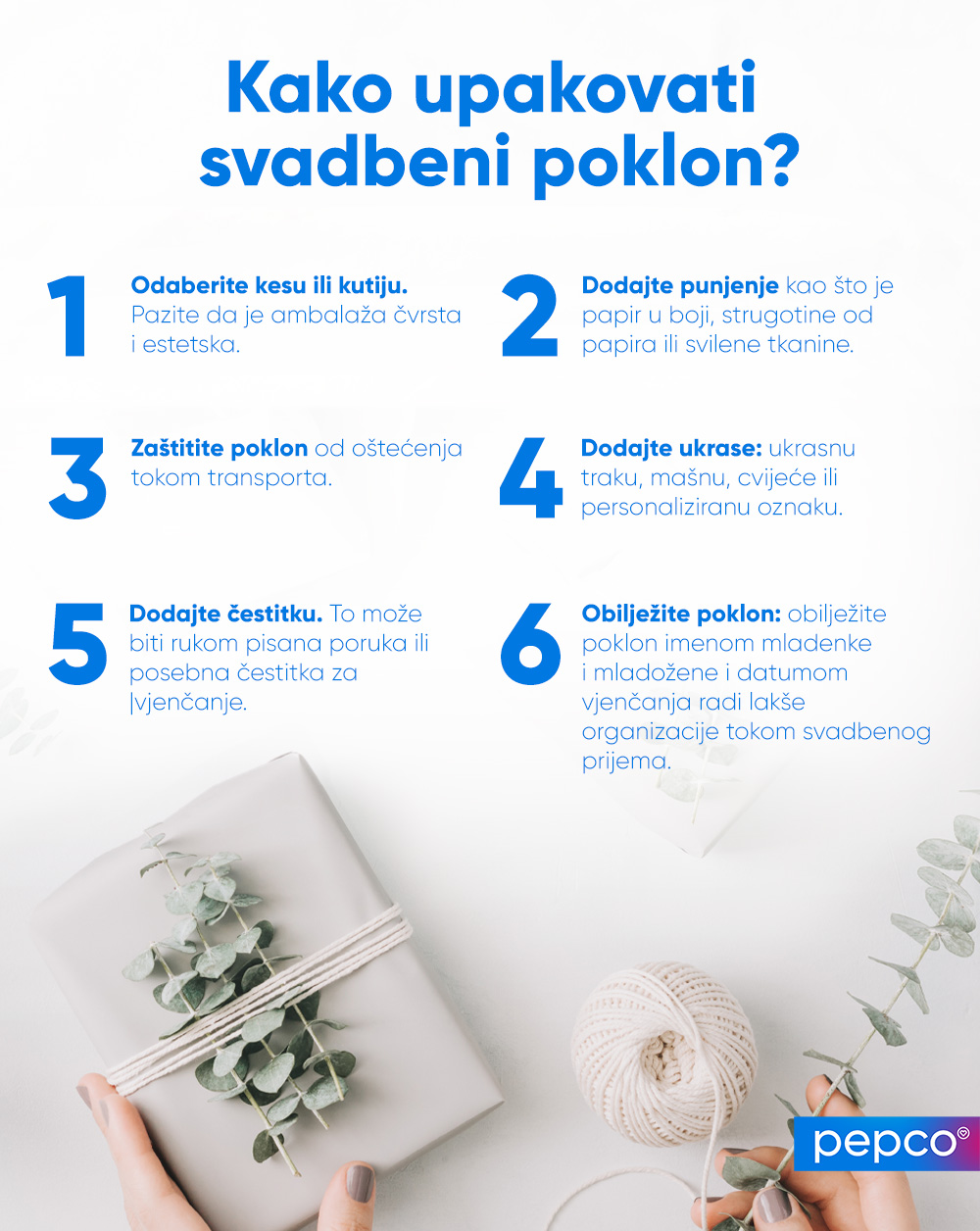 Pepco infografika: kako upakovati svadbeni poklon