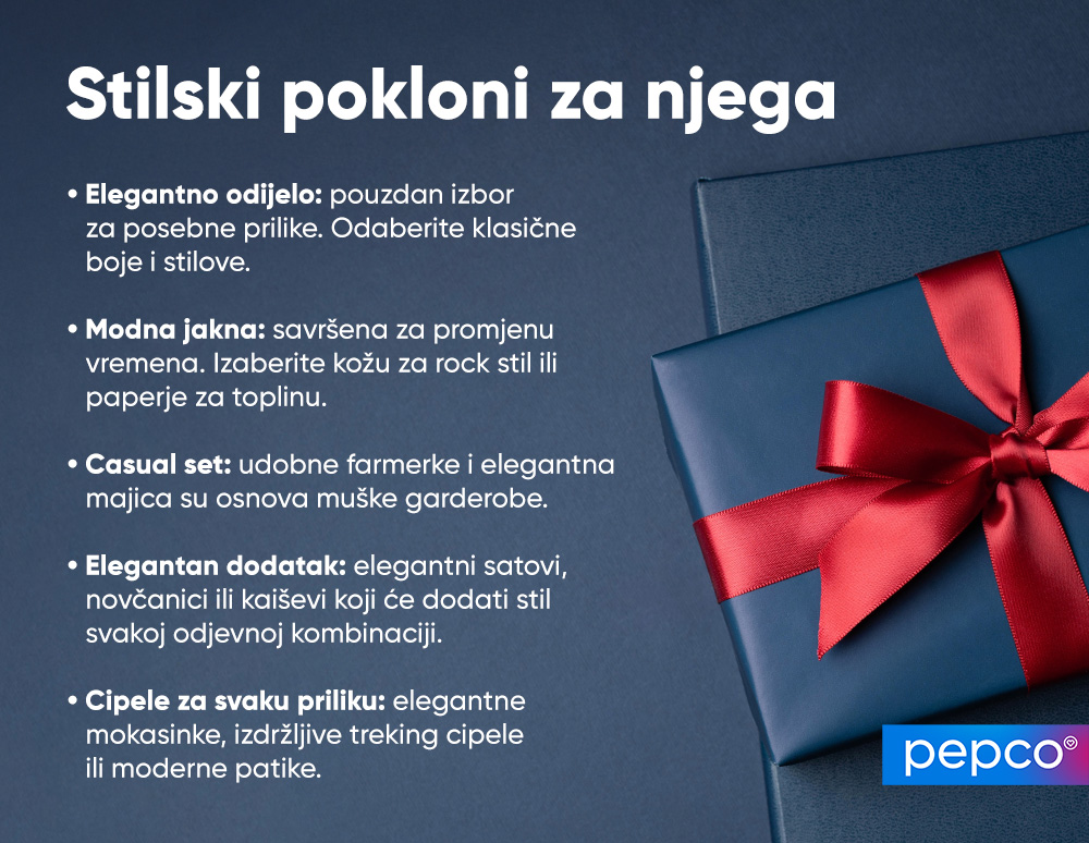 Pepco infografika o idejama za darivanje odjeće za supruga 