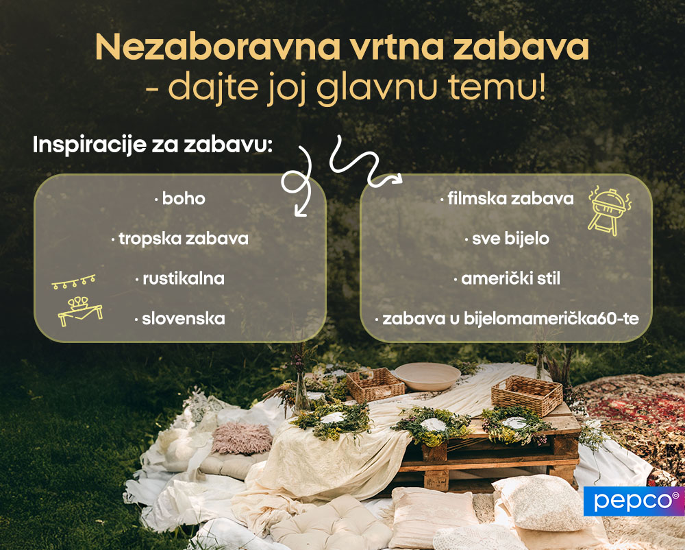 Nezaboravna vrtna zabava
- dajte joj glavnu temu!
