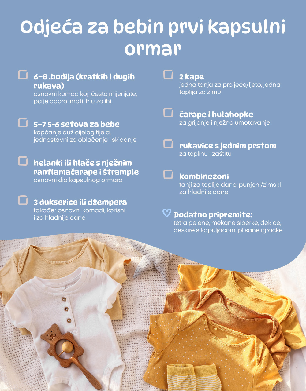 Odjeća za bebin prvi kapsulni ormar