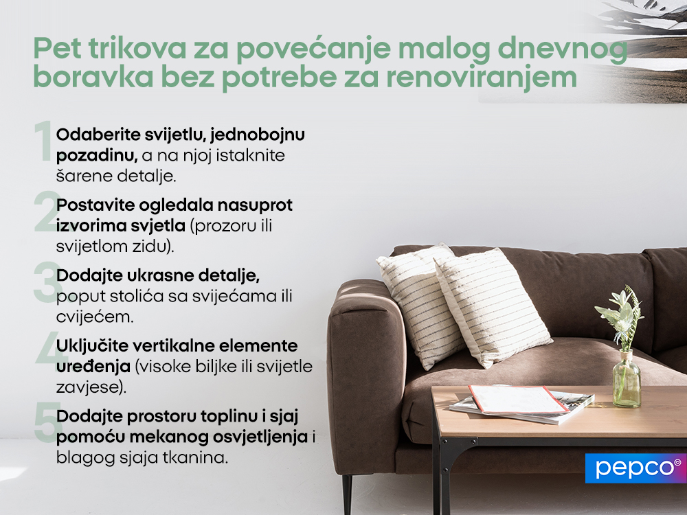 Pet trikova za povećanje malog dnevnog boravka bez potrebe za renoviranjem