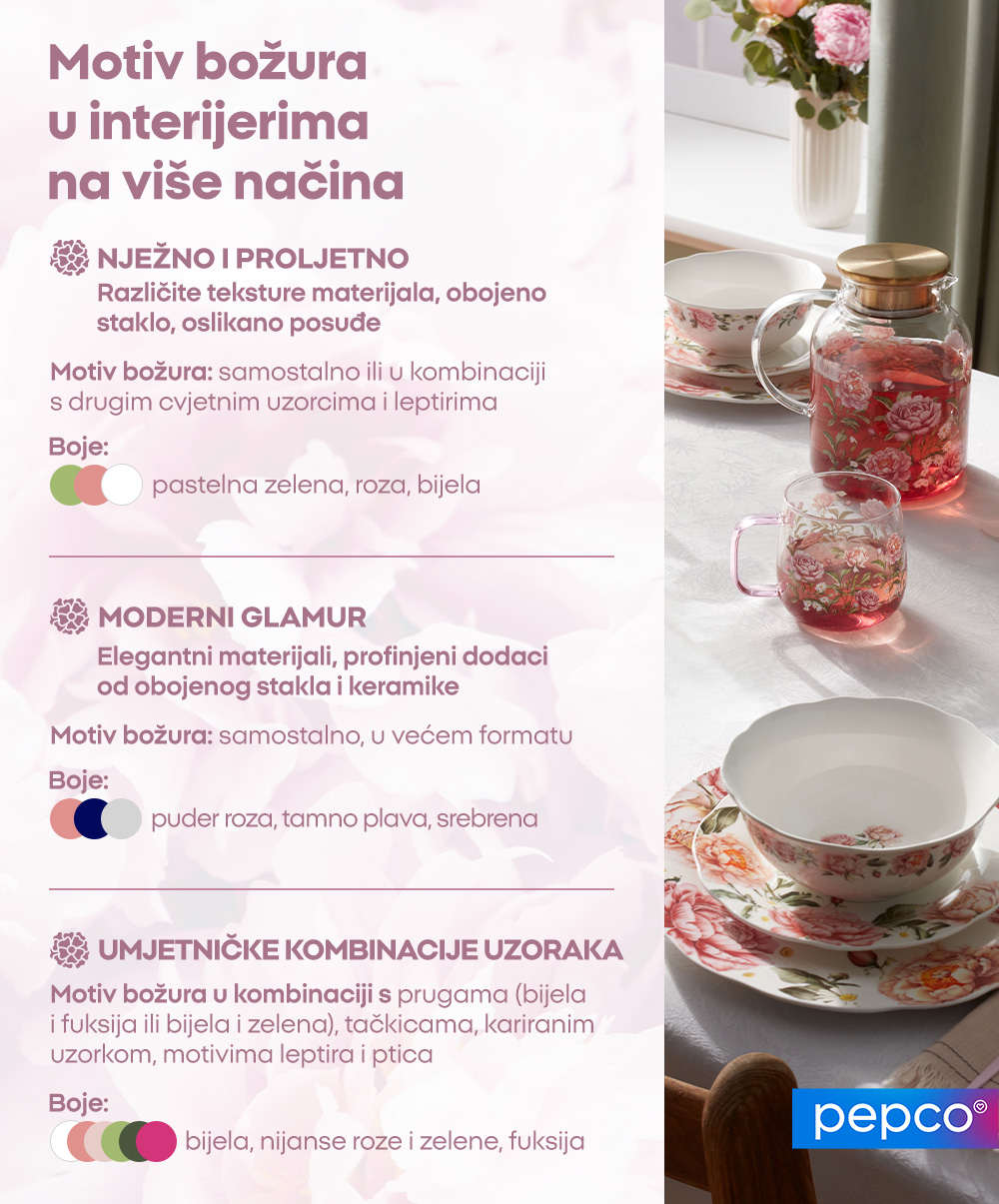 Motiv božura u interijerima na više načina